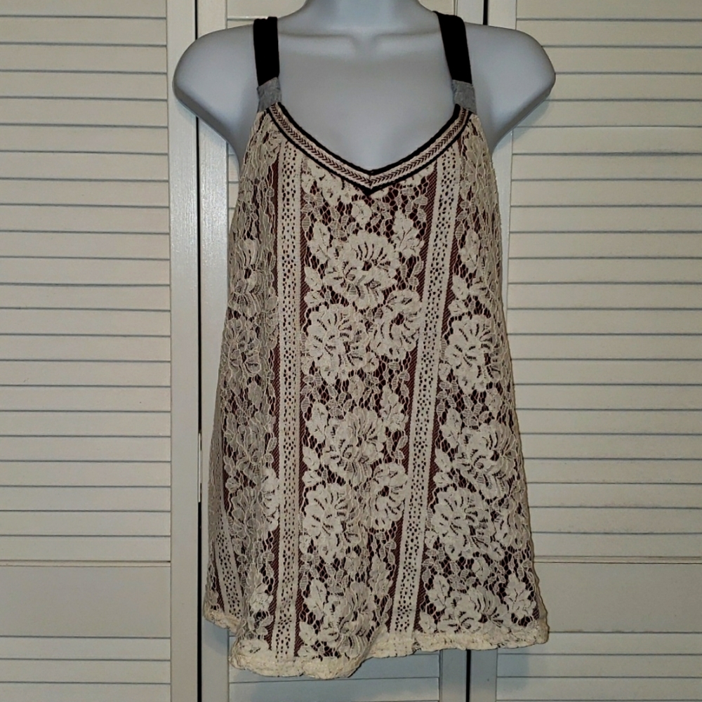 Like New Lace Overlay Top
